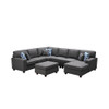 Lilola Home Brooke Dark Gray Linen 7Pc Modular L-Shape  Sectional Sofa Chaise and Ottoman 889122-1