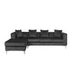 Lilola Home Ryan Dark Gray Velvet Reversible Sectional Sofa Chaise with Nail-Head Trim 87840