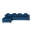 Lilola Home Ryan Deep Blue Velvet Reversible Sectional Sofa Chaise with Nail-Head Trim 87840BU