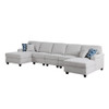 Lilola Home Leo Light Gray Linen Double Chaise 5Pc Modular Sectional Sofa 89121-3