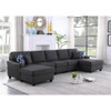 Lilola Home Leo Dark Gray Linen Double Chaise 5Pc Modular Sectional Sofa 89123-3