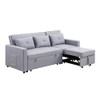 Lilola Home Zoey Light Gray Linen Convertible Sleeper Sofa with Side Pocket 81350LG