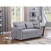 Lilola Home Zoey Light Gray Linen Convertible Sleeper Loveseat with Side Pocket 81351LG