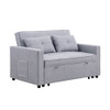 Lilola Home Zoey Light Gray Linen Convertible Sleeper Loveseat with Side Pocket 81351LG