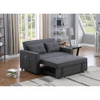 Lilola Home Zoey Dark Gray Linen Convertible Sleeper Loveseat with Side Pocket 81351