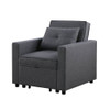 Lilola Home Zoey Dark Gray Linen Convertible Sleeper Chair with Side Pocket 81352