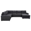 Lilola Home Dakota Sectional Sofa with Reversible Chaise in Dark Gray Linen 881801-4