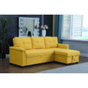 Lilola Home Lucca Yellow Linen Reversible Sleeper Sectional Sofa with Storage Chaise 81340YW