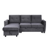 Lilola Home Hudson Dark Gray Velvet Reversible Sleeper Sectional Sofa with Storage Chaise 89330