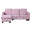 Lilola Home Nova Pink Velvet Reversible Sleeper Sectional Sofa with Storage Chaise 89332