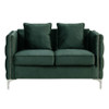 Lilola Home Bayberry Green Velvet Loveseat with 2 Pillows 89634GN-L