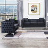 Lilola Home Bayberry Black Velvet Sofa Loveseat Living Room Set 89634-SL
