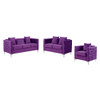 Lilola Home Bayberry Purple Velvet Sofa Loveseat Chair Living Room Set 89634PE