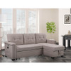 Lilola Home Nathan Light Gray Reversible Sleeper Sectional Sofa with Storage Chaise, USB Charging Ports and Pocket 881380