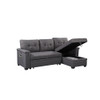 Lilola Home Nathan Dark Gray Reversible Sleeper Sectional Sofa with Storage Chaise, USB Charging Ports and Pocket 881382