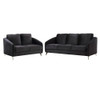 Lilola Home Sofia Black Velvet Fabric Sofa Loveseat Living Room Set 89721-SL