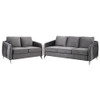 Lilola Home Hathaway Gray Velvet Fabric Sofa Loveseat Living Room Set 89725-SL