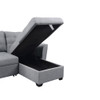 Lilola Home Avery Light Gray Linen Sleeper Sectional Sofa with Reversible Storage Chaise 81396