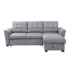 Lilola Home Avery Light Gray Linen Sleeper Sectional Sofa with Reversible Storage Chaise 81396