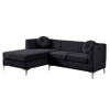 Lilola Home Chloe Black Velvet Sectional Sofa Chaise with USB Charging Port 81397