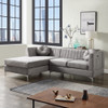 Lilola Home Chloe Gray Velvet Sectional Sofa Chaise with USB Charging Port 81398