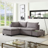 Lilola Home Madison Light Gray Fabric Sectional Loveseat Ottoman with USB Storage Console Table 81400-2