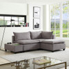 Lilola Home Madison Light Gray Fabric Sectional Loveseat Ottoman with USB Storage Console Table 81400-2