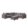Lilola Home Madison Light Gray Fabric 6 Piece Modular Sectional Sofa with Ottoman 81400-8