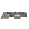 Lilola Home Madison Light Gray Fabric 7 Piece Modular Sectional Sofa with Ottoman and USB Storage Console Table 81400-11A