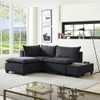 Lilola Home Madison Dark Gray Fabric Sectional Loveseat Ottoman with USB Storage Console Table 81401-2