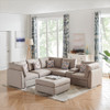 Lilola Home Amira Beige Fabric Reversible Sectional Sofa with USB Console and Ottoman 89820-4