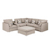 Lilola Home Amira Beige Fabric Reversible Sectional Sofa with USB Console and Ottoman 89820-4