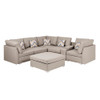 Lilola Home Amira Beige Fabric Reversible Sectional Sofa with USB Console and Ottoman 89820-4