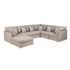 Lilola Home Amira Beige Fabric Reversible Modular Sectional Sofa with Ottoman and Pillows 89820-7A