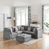 Lilola Home Amira Gray Fabric Reversible Sectional Sofa with Ottoman and Pillows 89825-2