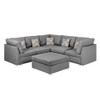 Lilola Home Amira Gray Fabric Reversible Sectional Sofa with Ottoman and Pillows 89825-2