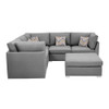 Lilola Home Amira Gray Fabric Reversible Sectional Sofa with Ottoman and Pillows 89825-2