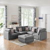 Lilola Home Amira Gray Fabric Reversible Sectional Sofa with USB Console and Ottoman 89825-4