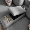 Lilola Home Amira Gray Fabric Reversible Sectional Sofa with USB Console and Ottoman 89825-4