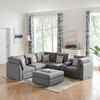 Lilola Home Amira Gray Fabric Reversible Sectional Sofa with USB Console and Ottoman 89825-4
