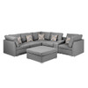 Lilola Home Amira Gray Fabric Reversible Sectional Sofa with USB Console and Ottoman 89825-4