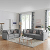 Lilola Home Amira Gray Fabric Sofa and Loveseat Living Room Set with Pillows 89825-5