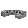 Lilola Home Amira Gray Fabric Reversible Modular Sectional Sofa with Ottoman and Pillows 89825-7A