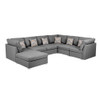 Lilola Home Amira Gray Fabric Reversible Modular Sectional Sofa with Ottoman and Pillows 89825-7A