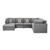 Lilola Home Amira Gray Fabric Reversible Modular Sectional Sofa with Ottoman and Pillows 89825-7A