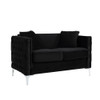 Lilola Home Bayberry Black Velvet Loveseat with 2 Pillows 89634-L