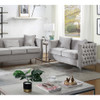 Lilola Home Bayberry Gray Velvet Loveseat with 2 Pillows 89635-L
