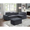Lilola Home Haris Dark Gray Fabric Sleeper Sofa Sectional with Adjustable Headrest and Storage Ottoman 89138