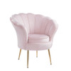 Lilola Home Angelina Pink Velvet Scalloped Back Barrel Accent Chair with Metal Legs 88880
