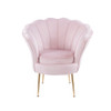 Lilola Home Angelina Pink Velvet Scalloped Back Barrel Accent Chair with Metal Legs 88880